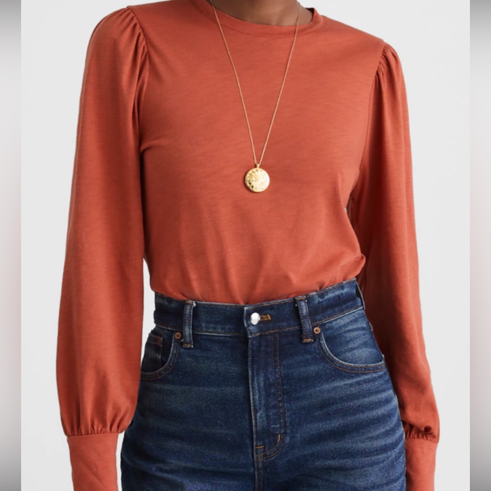 Madewell Smocked Long-Sleeve Top in Soft Slub